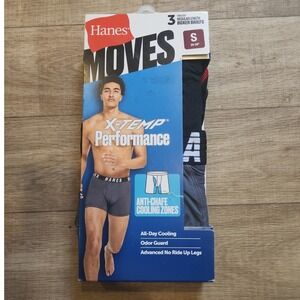 Hanes Moves X-Temp Performance Boxer Briefs 3 Pack Mens Small Black Gray MNSBA3
